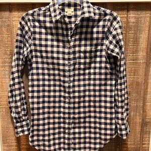 J. Crew Navy and White Plaid Casual Shirt